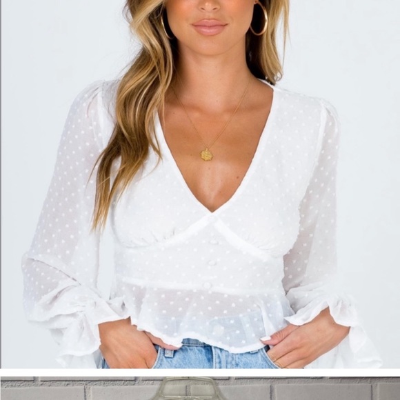 Princess Polly white polka dot Marcela top size 2 - Picture 1 of 6